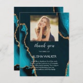 Türkis & Gold Beerdigung Gedenkmal Danke Karte (Vorne/Hinten)