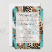 Türkis Gold Black Leopard Einladung (Vorderseite)