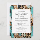 Türkis Gold Black Leopard Einladung (Vorderseite)