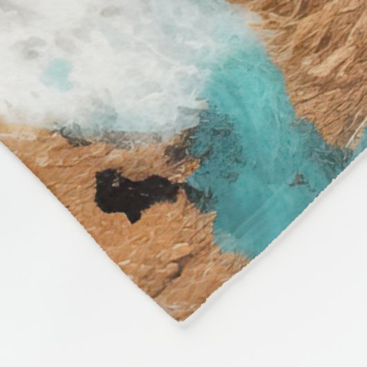 Türkis Gold Black Leopard Fleecedecke (Ecke)