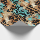 Türkis Gold Black Leopard Geschenkpapier (Ecke)