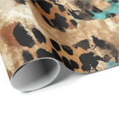 Türkis Gold Black Leopard Geschenkpapier (Rolleneckpunkt)
