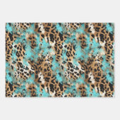 Türkis Gold Black Leopard Geschenkpapier Set (Vorderseite 2)