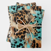 Türkis Gold Black Leopard Geschenkpapier Set (Beispiel)
