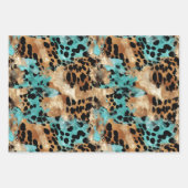 Türkis Gold Black Leopard Geschenkpapier Set (Vorderseite)