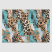Türkis Gold Black Leopard Seidenpapier (Vorderseite)