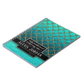 Türkis Gold Black Ombre Glitzer Meerjungfrau Notizblock (Linke Seite)