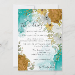 Türkis & Gold Chic Elegante Hochzeit Einladung