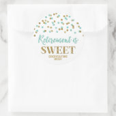 Türkis Gold Confetti Rente ist süß Runder Aufkleber (Tasche)