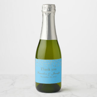 Türkis & Gold Custom Wedding Sparkling Labrador Schaumweinetikett