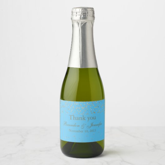 Türkis & Gold Custom Wedding Sparkling Labrador Schaumweinetikett (Vorderseite)