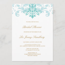 Türkis & Gold Elegantes Brautparty Einladung