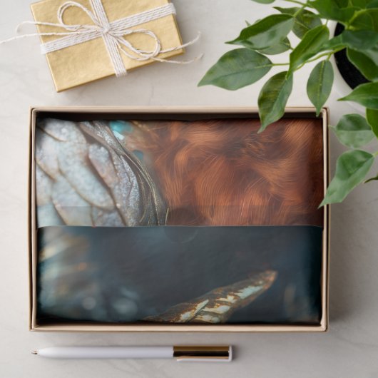 Türkis & Gold Elf Dragon Fantasy Decoupage Seidenpapier (Geschenk)