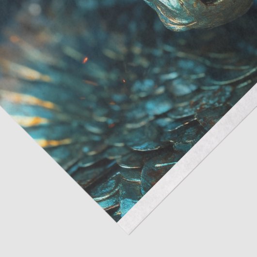 Türkis & Gold Elf Dragon Fantasy Decoupage Seidenpapier (Ausschnitt)