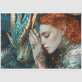 Türkis & Gold Elf Dragon Fantasy Decoupage Seidenpapier (Vorderseite)