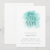 Türkis Gold Frau an Frau Calligraphy Brautparty Einladung (Vorne/Hinten)