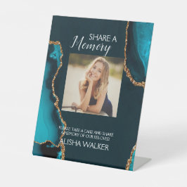 Türkis & Gold - Gedächtnisbeerdigung Sockelschild