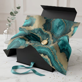 Türkis Gold Glitter Achat Geode Marmor Seidenpapier