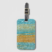 Türkis Gold Glitzer Eleganter Chic Gepäckanhänger (Vorderseite Vertikal)