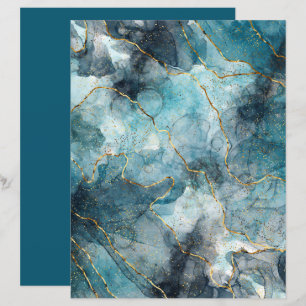 Türkis Gold Grain Marmor Craft Scrapbook Papier