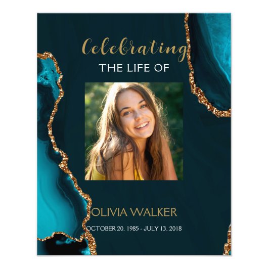 Türkis & Gold Grüne Begrüßung Zeichen Fotodruck (Vorne)