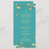 Türkis & Gold indische Inspirierte Slim Dinner Men Menükarte (Vorne/Hinten)