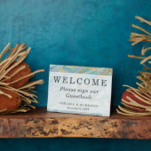 Türkis & Gold Marmor Begrüßung Gästebuch Fotoplatte (Seite)