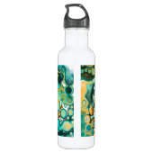 Türkis, Gold, Marmor Fluid Art Edelstahlflasche (Rückseite)