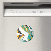 Türkis, Gold, Marmor Fluid Art Magnet (In Situ (Geschirrspüler))