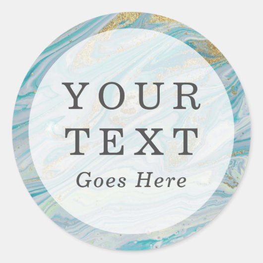 Türkis & Gold Marmor Swirl Agate Geode Custom Runder Aufkleber (Vorderseite)
