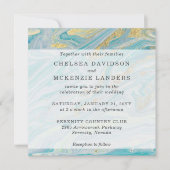 Türkis & Gold Marmor Swirl Agate Geode Wedding Einladung (Vorderseite)