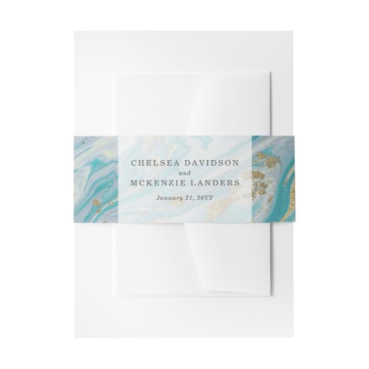 Türkis & Gold Marmor Swirl Agate Geode Wedding Einladungsbanderole (Vorderseite Beispiel)