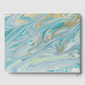 Türkis & Gold Marmor Swirl Agate Geode Wedding Gästebuch (Rückseite)