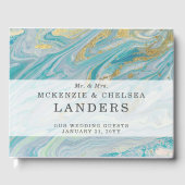 Türkis & Gold Marmor Swirl Agate Geode Wedding Gästebuch (Vorderseite)