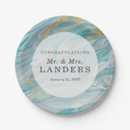 Türkis & Gold Marmor Swirl Agate Geode Wedding Pappteller