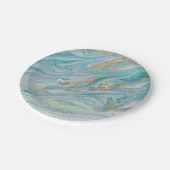 Türkis & Gold Marmor Wirbel Achat Geode Bohemian Pappteller (Schrägansicht)