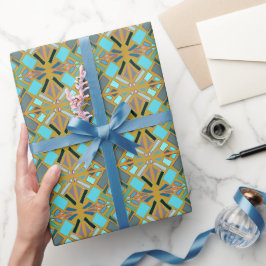 Türkis-Gold-Mosaik Geschenkpapier