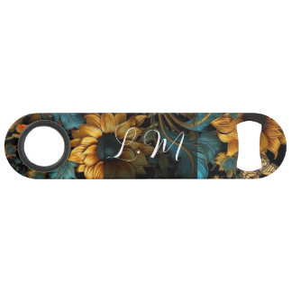 Türkis, Gold, Sonnenblumen, Flaschenöffner