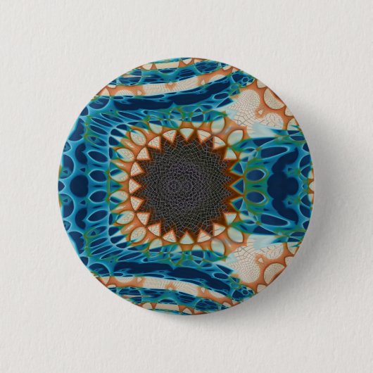 Türkis Gold Sun Southwestern Art Button (Vorderseite)