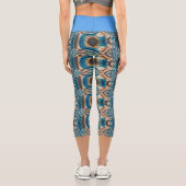 Türkis Gold Sun Southwestern Art Capri Leggings (Rückseite)