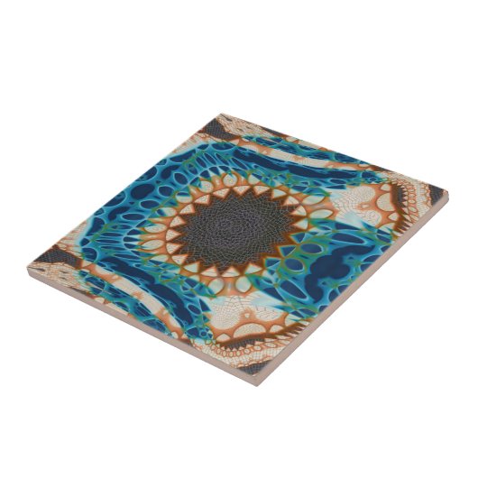 Türkis Gold Sun Southwestern Art Fliese (Seite)