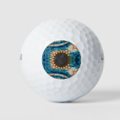 Türkis Gold Sun Southwestern Art Golfball (Vorderseite)