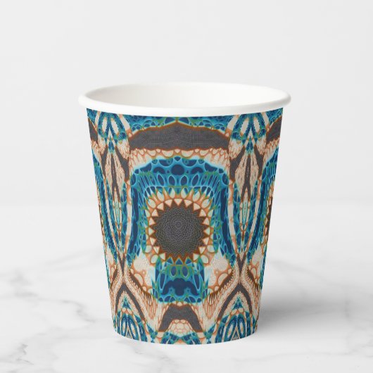 Türkis Gold Sun Southwestern Art Pappbecher (Vorderseite)