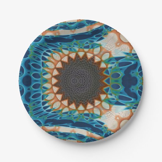 Türkis Gold Sun Southwestern Art Pappteller (Vorderseite)
