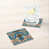 Türkis Gold Sun Southwestern Art Rechteckiger Pappuntersetzer (Vor Ort)