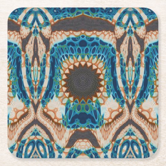 Türkis Gold Sun Southwestern Art Rechteckiger Pappuntersetzer (Vorderseite)