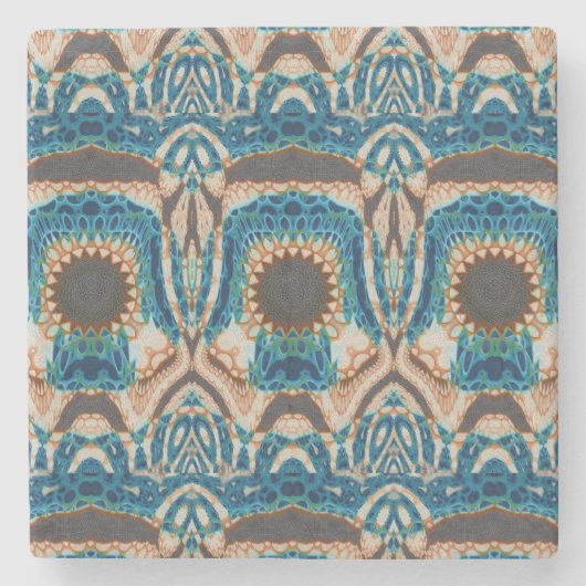 Türkis Gold Sun Southwestern Art Steinuntersetzer (Vorderseite)