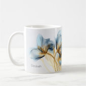 Türkis Gold Transparente Haze Blume | Dein Name Kaffeetasse (Links)