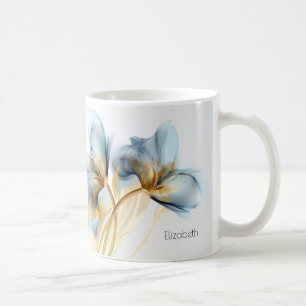 Türkis Gold Transparente Haze Blume   Dein Name Kaffeetasse