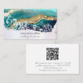 *~* Türkis Gold White QR Agate AP66 Glam Luxe Visitenkarte (Vorne/Hinten)